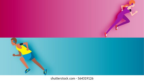Men and Woman are running use for running event vector illutration
