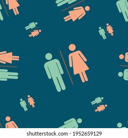 Men and woman seamless pattern. Flat cartoon vector illustration.