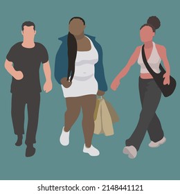 Men and woman walking vector isolated