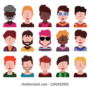 men and women avatars in flat design isolated in white Set of  avatars