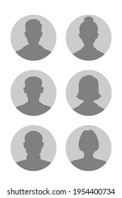 Men and women avatars set. Male and female silhouettes. Profiles abstract people. Unknown or anonymous persons. Vector illustration