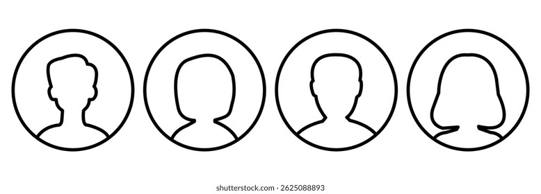 Men and women avatars set. Male and female silhouettes abstract people. User profiles badges. Anonymous user portrait. User Profile pictures isolated on isolated background. 
