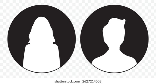 Homens e mulheres avatares set. As silhuetas masculinas e femininas abstraem as pessoas. Crachás de perfis de usuário. Pessoas desconhecidas ou anônimas. Ilustração vetorial. EPS 10.