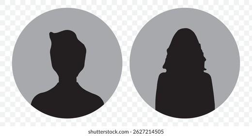 Men and women avatars set. Male and female silhouettes abstract people. User profiles badges. Unknown or anonymous persons. Vector illustration. EPS 10.