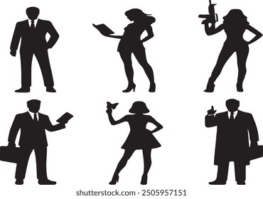 Men and women black silhouette isolated on white background vector