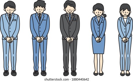 
Men and women bowing in suits