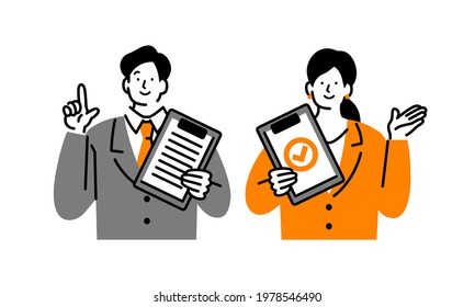Men and women with clipboard