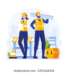 Men and women in construction projects