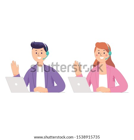 men and women as consumer experience or customer support who work receive phone calls from customers or receive complaints from them