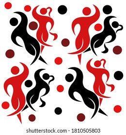 Men and women dance. Vector background illustration. Pattern.
