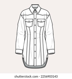 men women denim jacket flat sketch illustration