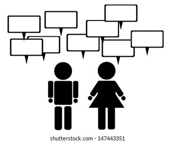 Men and Women with dialog box from vector art.