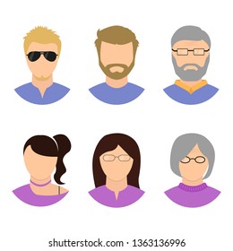 men and women at different ages, vector illustration
