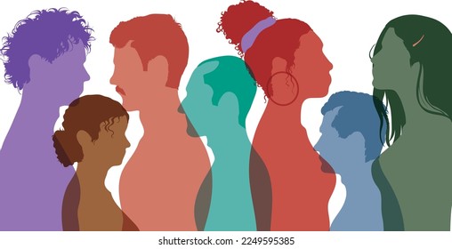 Men and women of different countries. Harmony and multicultural community. Diversity people.