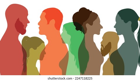Men and women from different cultures and countries. People from many ethnicities. Integrated multicultural coexistence.