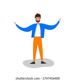 Men and women in different poses sitting and standing isolated on a white background. Cute flat style. Vector illustration.