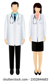 Men and women in doctor uniforms isolated on white background graphic vector