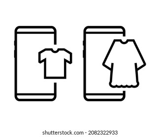 Men women dress on ,obile phone. Illustration vector