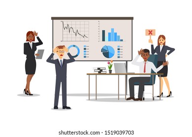 Men and women dressed in business clothes and discussing ideas, solving problems, businessman, character, Vector illustration.