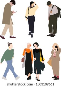 Men and women dressed in trendy clothes 