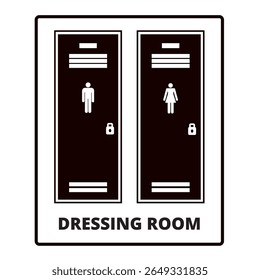 Men and women dressing room sign on a white background