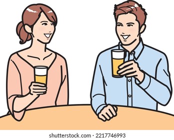 Men And Women Drinking Beer.