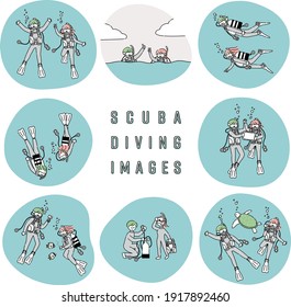 Men and women enjoying scuba diving