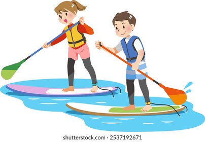 Men and women enjoying SUP in rivers, lakes and the sea