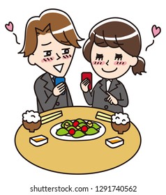 Men and women exchanging e-mail addresses suit