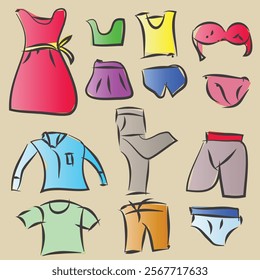 Men and Women Fashion Icon and Symbol Set