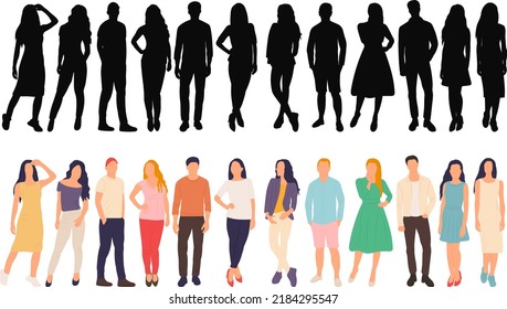 men and women in flat style, isolated, vector