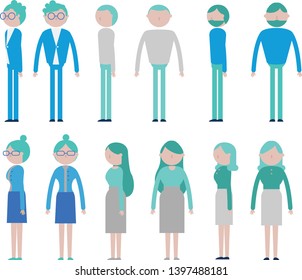 Men and women front and side