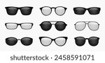 Men and women glasses, sunglasses icon set. Vector EPS 10