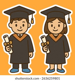 Men and women are graduating wearing togas