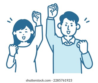 Men and women with guts pose