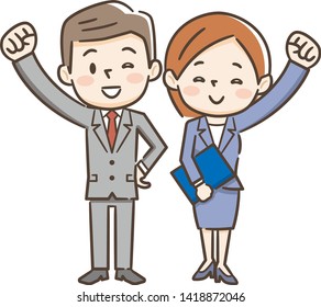 Men and women to the guts pose,business image