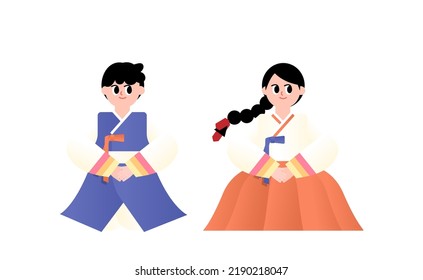 Men and women in hanbok characters.