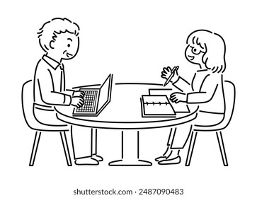 Men and women having a meeting in the office