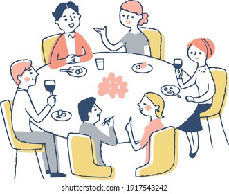 Men and women having a supper