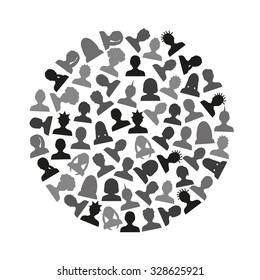 men and women head simple avatar icons in circle eps10