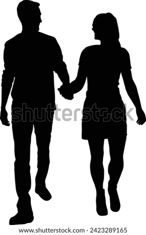 Men and Women holding hands together silhouette design. isolated on white background.