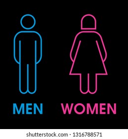 Men and Women icon flat vector stock illustration isolated sign WC.
