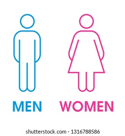 Men and Women icon flat vector stock illustration isolated sign WC.
