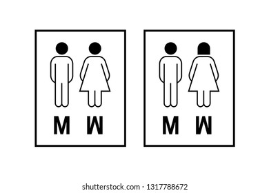 Men and Women icon flat vector stock illustration isolated sign WC.