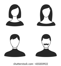 Men and women icons isolated on white background. Vector set