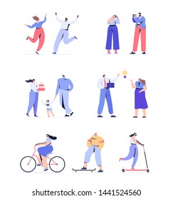 Men and women kit. Young people vector set. Crowd. Different people. Flat vector characters isolated on white background.	
