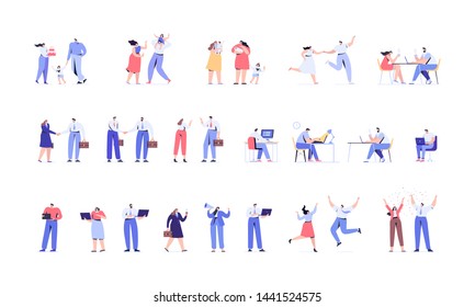 Men and women kit. Young people vector set. Crowd. Different people. Flat vector characters isolated on white background.	
