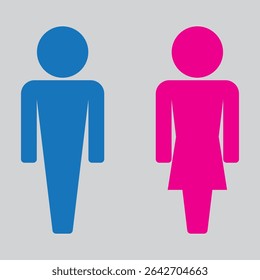 Homens e Mulheres, ícone masculino e feminino ilustração vetorial. 