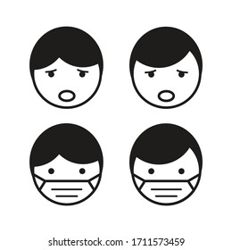 
Men and Women in medical face protection masks. Vector illustration of person wearing a surgical surgical mask. illustrations for concepts of disease, disease, allergies, pollution, corona virus