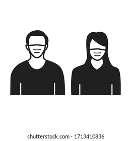 
Men and Women in medical face protection masks. Vector illustration of person wearing a surgical surgical mask. illustrations for concepts of disease, disease, allergies, pollution, corona virus